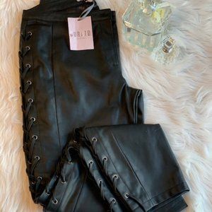 Tall Girl:  Black Faux Leather Trousers